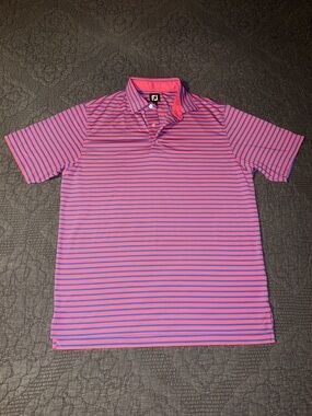 FootJoy Performance Golf Polo Shirt-Pink/Blue Men’s Size-L